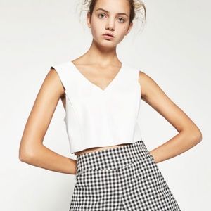 Women’s Zara Trafaluc Ivory Faux Leather Crop Top